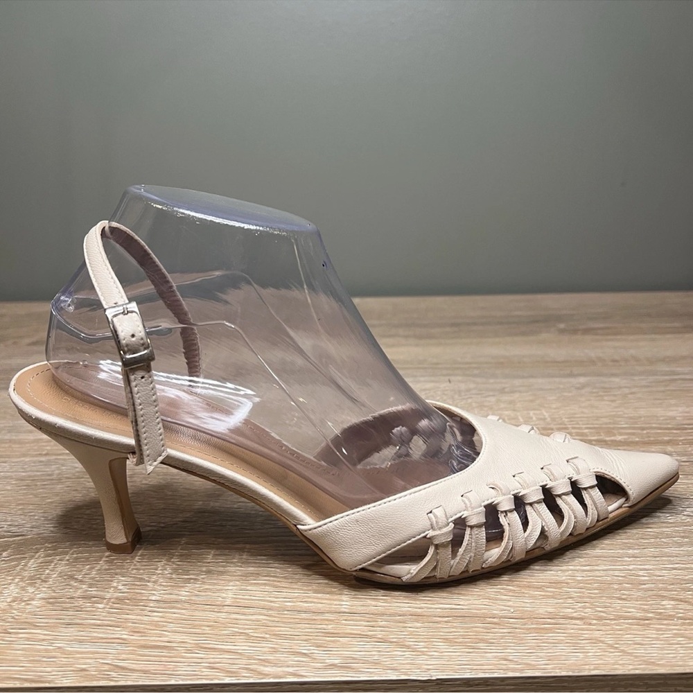Flattered x Débora Rosa Woven Slingback Kitten Heels – Beige – Women’s Size 9 - Picture 3 of 7